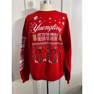 Yuengling Beer Joy To The World Ugly Christmas Crewneck Sweatshirt Red No Tag L
